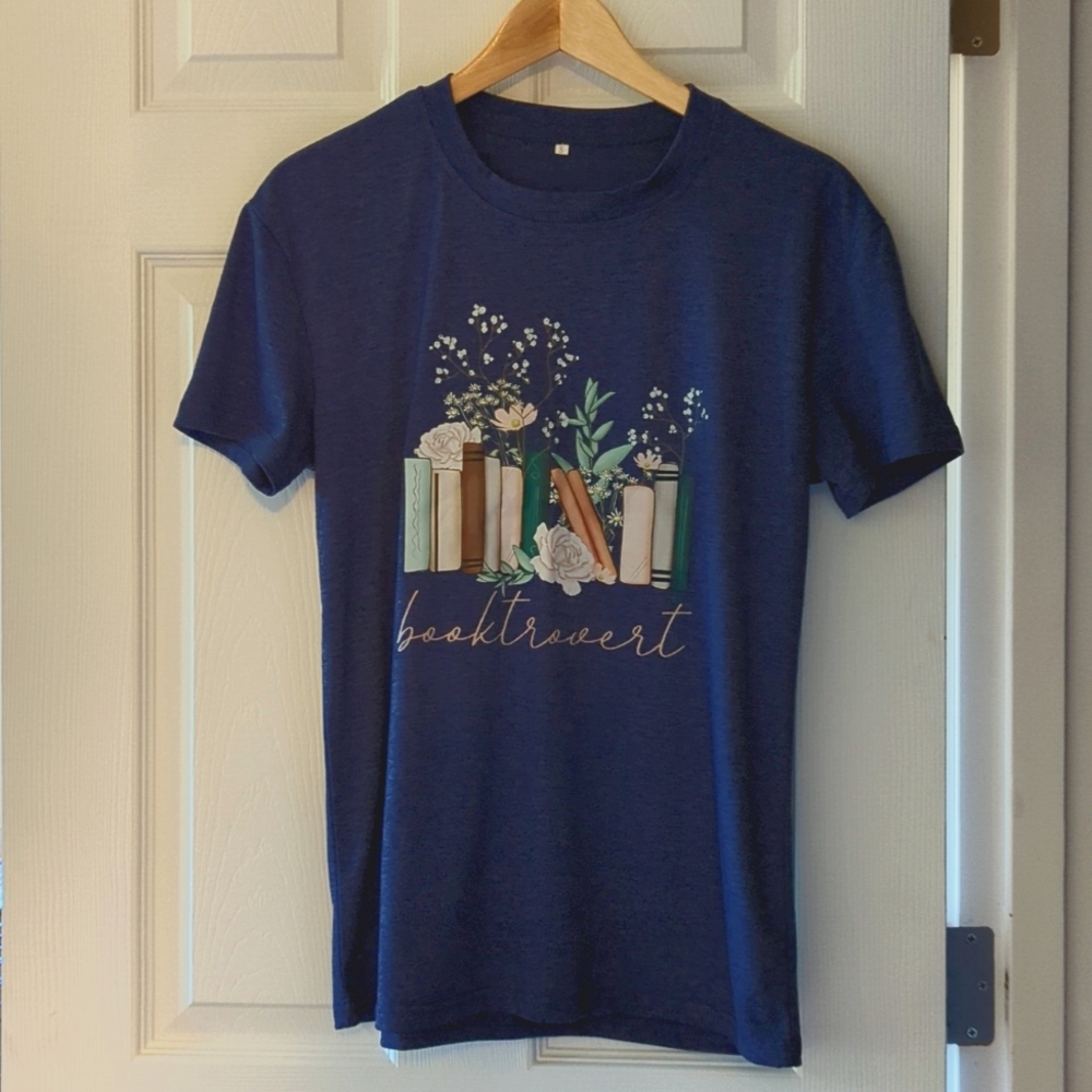 Booktrovert Slouchy Tee Blue Sz S EUC